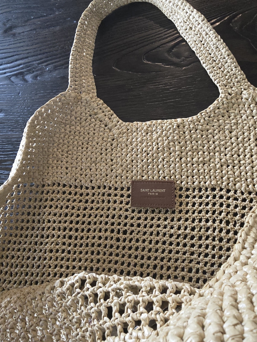 New Saint Laurent Beige Raffia Tote with Gold Logo AMAZING BAG! - Picture 5 of 15